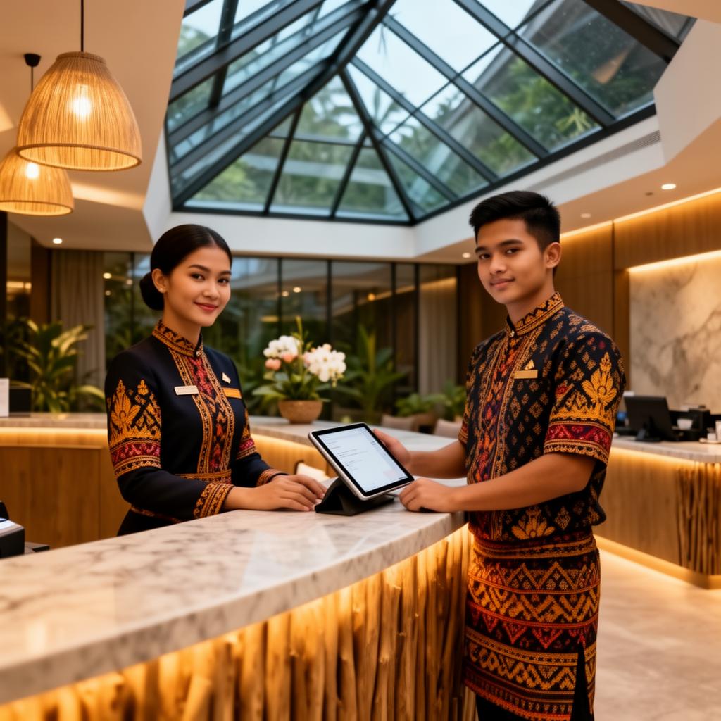Su.Mba graduates operating a modern eco-lodge reception