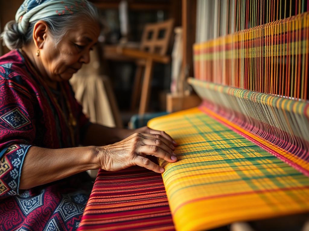 Sumbanese woman weaving traditional ikat textile