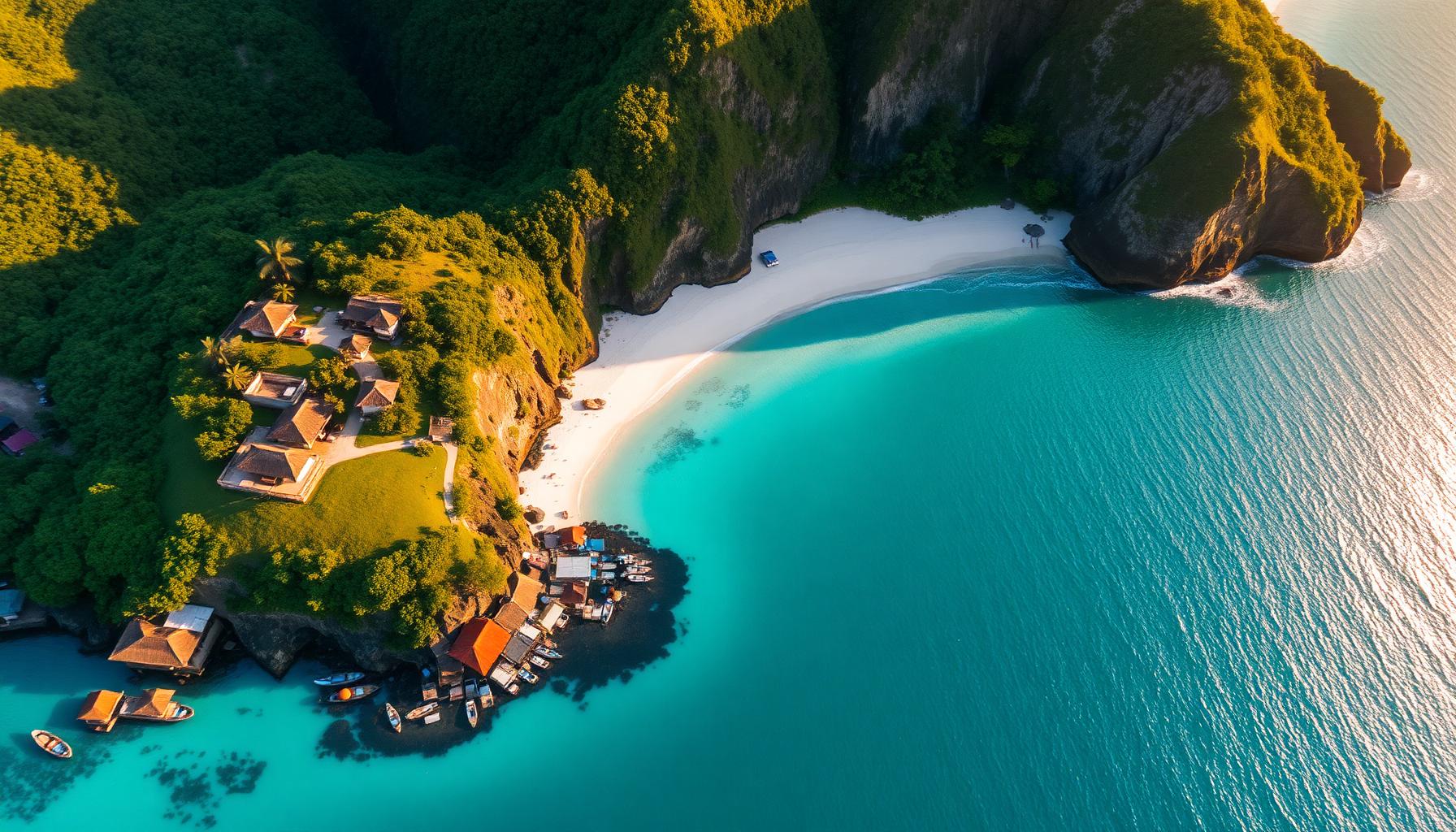 Aerial view of Sumba Island coastline