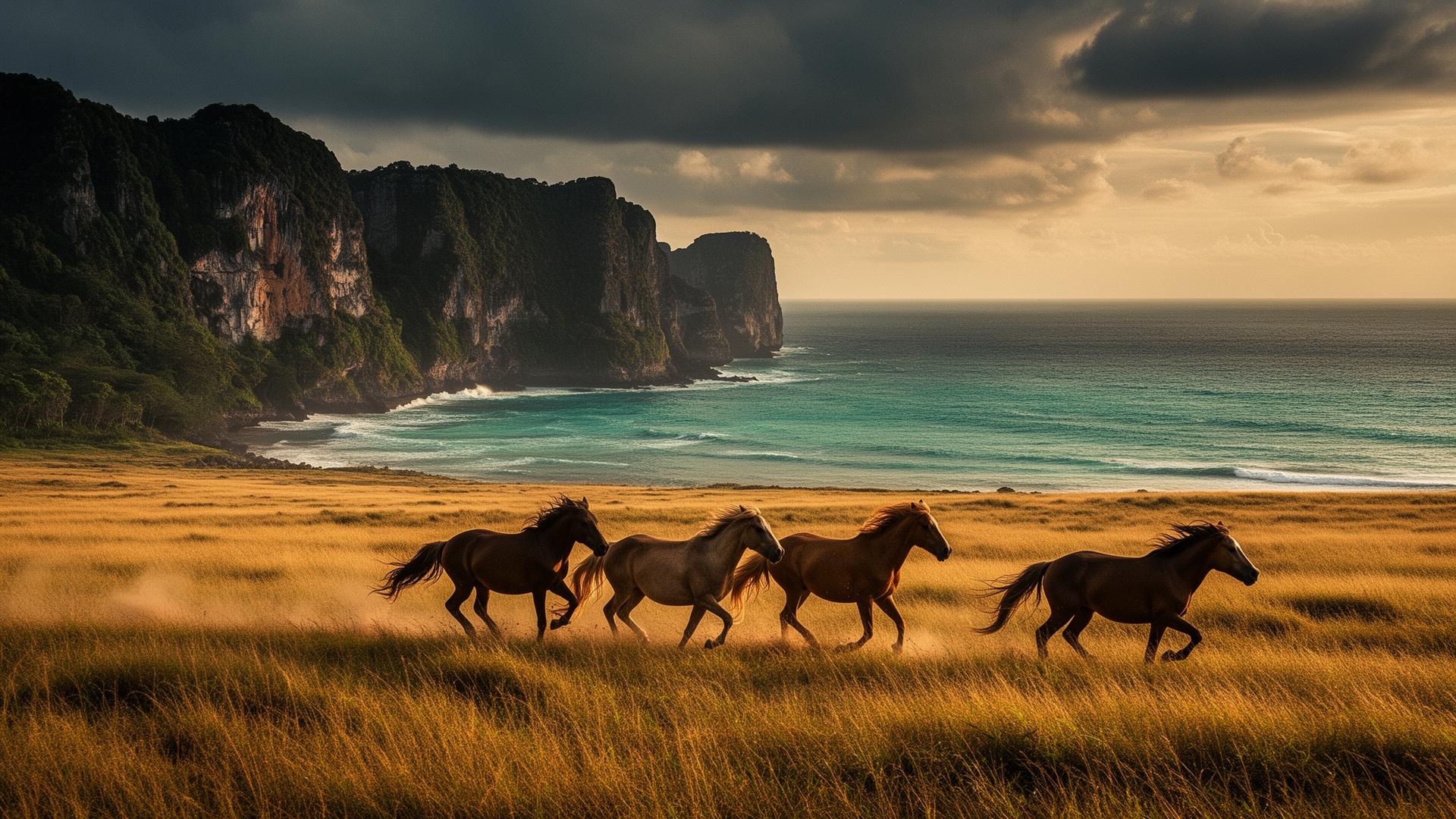 Sumba's wild horses and limestone cliffs