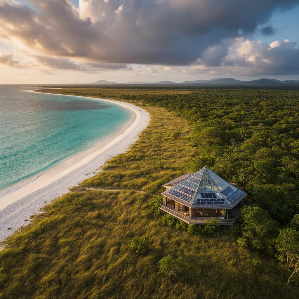 Pristine Sumba coastline with sustainable eco-lodge